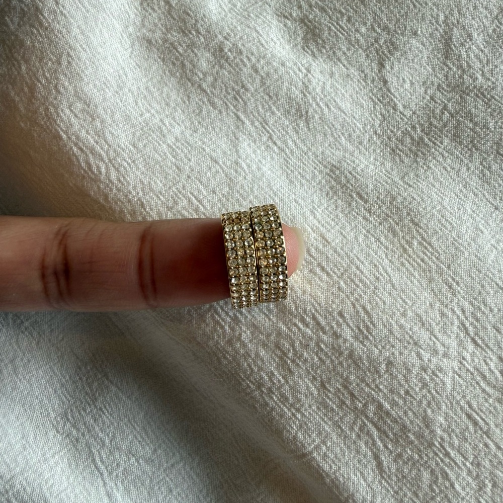 Coach Gold Pavé Crystal Hoop Earrings - Gold - Picture 4 of 4